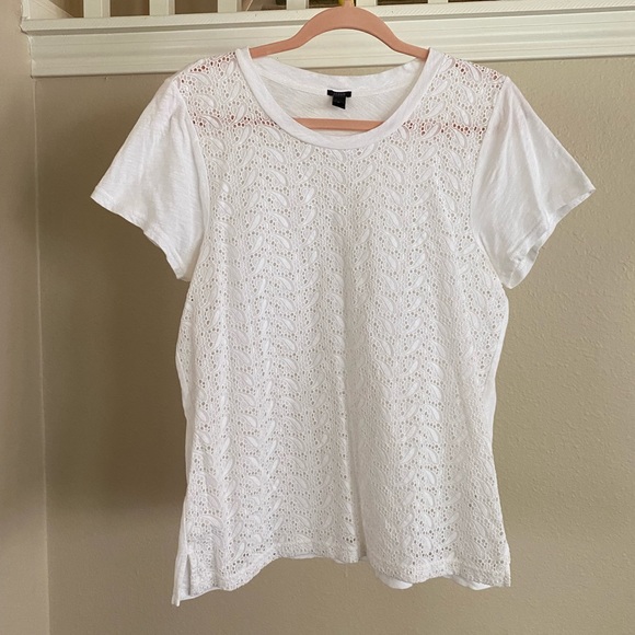 Women’s J. Crew Lace Front Tee - Picture 1 of 7